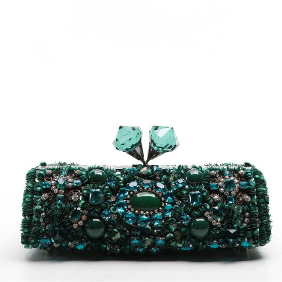 Mary Frances Teal Time 10-222 embellished clutch/shoulder bag - Picture 2 of 9